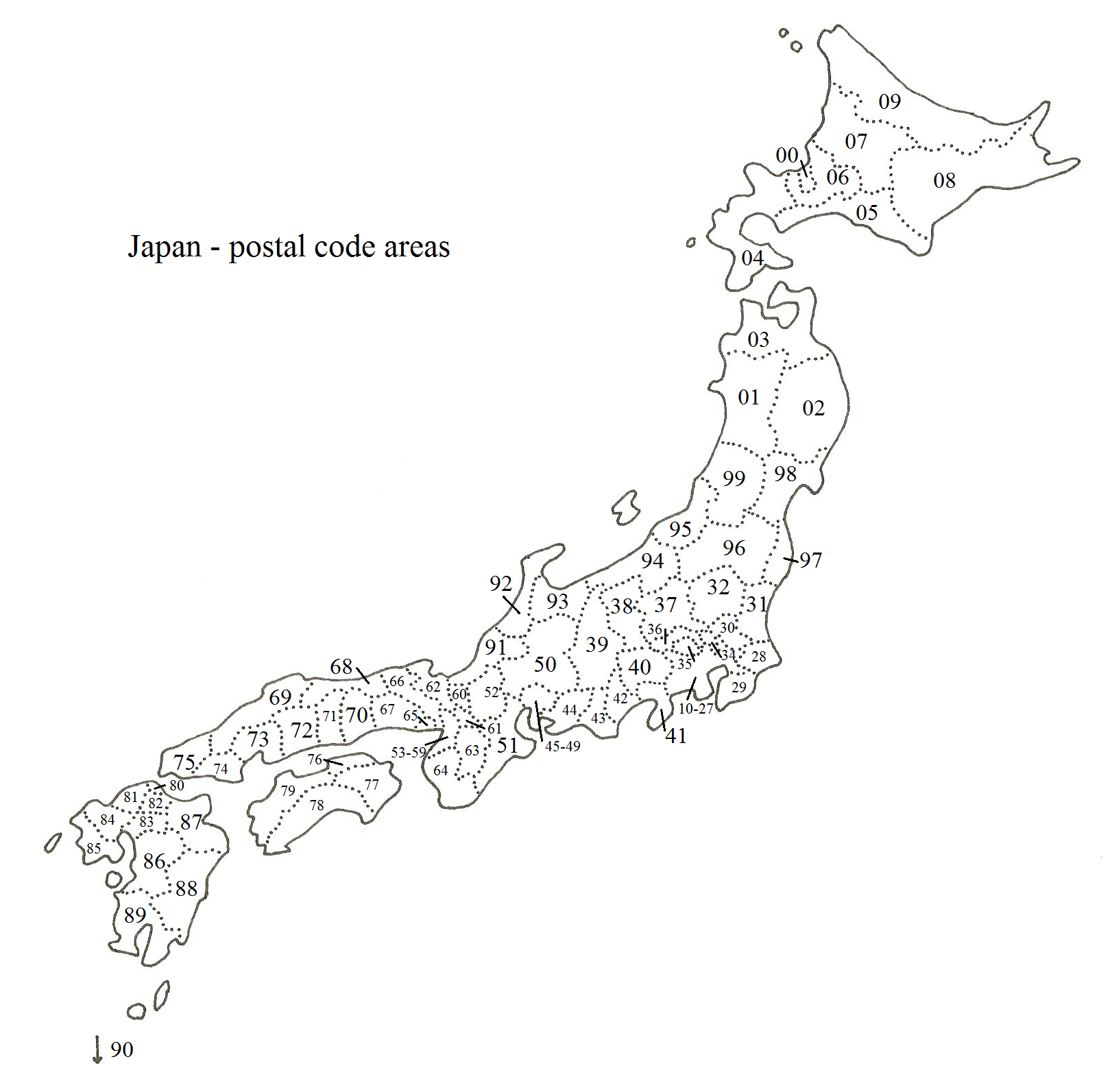 Japan Postal Codes 